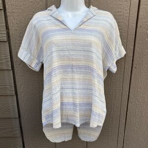 Women’s size XS madewell Crinkle Hayden Popover blouse in Stripe, short sleeve
